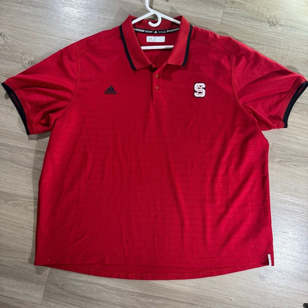 Adidas NC State Wolfpack Polo Shirt ClimaLite Athletic Red Men's 4XL Team Issue